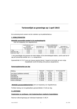 Tarievenlijst az groeninge op 1 april 2015