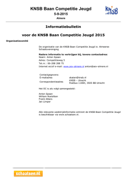Infobulletin KNSB Baan Competitie Jeugd Almere