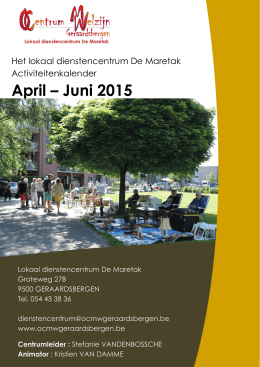 Activiteitenkalender april - juni 2015
