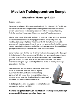 Nieuwsbrief april 2015 - Medisch Trainingscentrum Rumpt