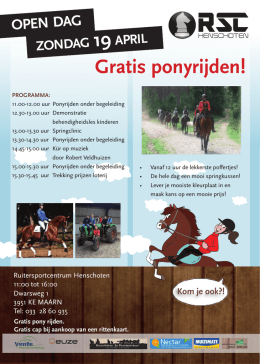 Gratis ponyrijden! - Ruitersportcentrum Henschoten in Maarn