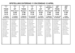 OPSTELLING ZATERDAG 11 EN ZONDAG 12 APRIL