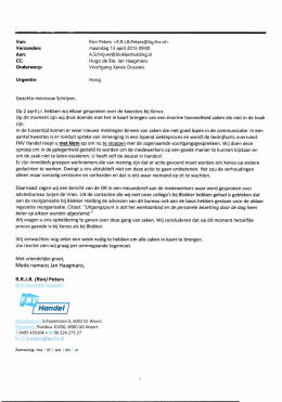 Mailbericht aan Blokker Holding 13 04 2015