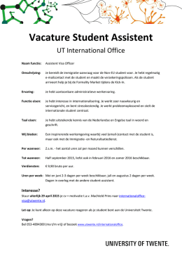 Vacature Student Assistent