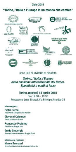 Torino, l`Italia e - Centro Studi sul Federalismo