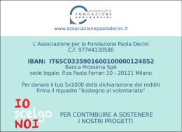 Per donare il tuo 5 x 1000 - Associazione Fondazione Paola Decini