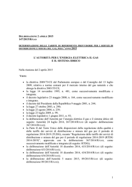 1 147/2015/R/GAS L`AUTORITÀ PER L`ENERGIA ELETTRICA IL