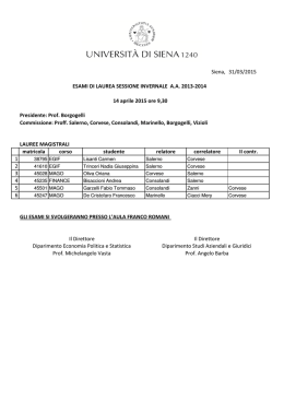 Siena, 31/03/2015 Presidente: Prof. Borgogelli Commissione: Proff