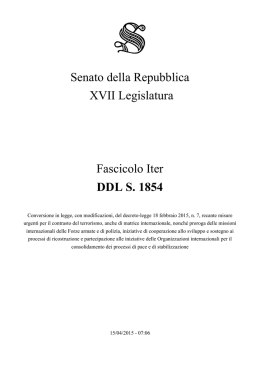 Senato della Repubblica XVII Legislatura Fascicolo Iter DDL S. 1854