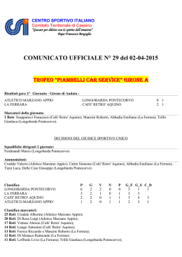 Piambelli Car - Comunicato Ufficiale N. 29/2014-2015