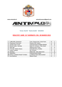 i risultati della 21ª giornata del Torneo Amatoriale AntaCalcio Over45