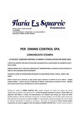 per dimms control spa comunicato stampa