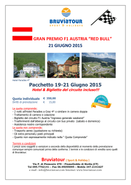 GRAN PREMIO F1 AUSTRIA “RED BULL” 21 GIUGNO