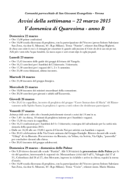 20150322 avvisi-foglio.pdf - Parrocchia San Giovanni Evangelista