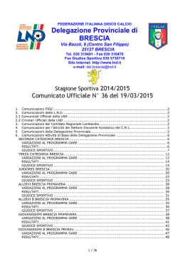 19/03/2015 - Comunicato ufficiale N.36