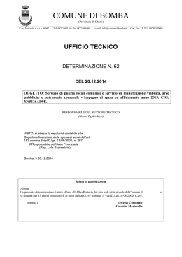 DET. UFF. TEC. n. 62 del 20/12/2014. OGGETTO