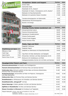 Aktuelle Speisekarte - Hotel - Restaurant Weisses Kreuz, Breitenbach
