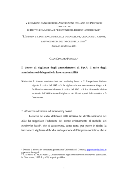 1 Il dovere di vigilanza degli amministratori di S.p.A: il ruolo degli