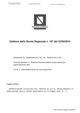 Delibera della Giunta Regionale n. 107 del 23/04/2014