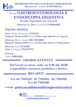 U.o.c. GASTROENTEROLOGIA E ENDOSCOPIA DIGESTIVA