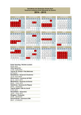 Vacances scolaire 2014-15