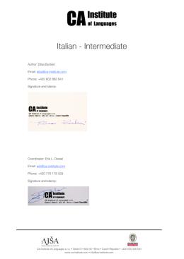 Italian - Intermediate - CA Institute of Languages