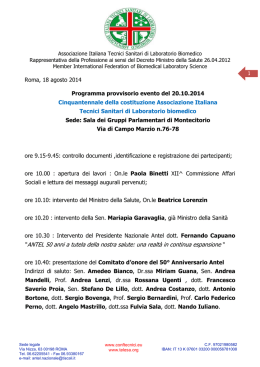 (Programma 50&deg; anniversario antel.Aggiornato al 18.8.2014)
