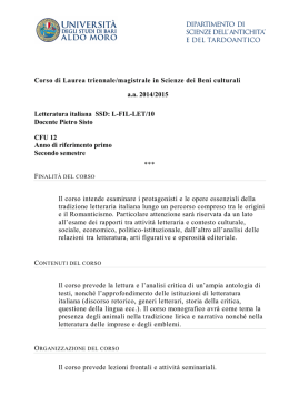 Letteratura italiana - Università degli Studi di Bari