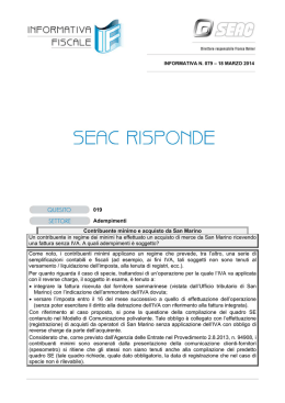 019 Adempimenti Contribuente minimo e acquisto da San Marino