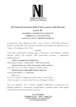 segnalazione - Nero su Bianco Associazione Consumatori Torino