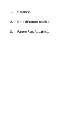 1. Garanzie 2. Nota direttore tecnico 3. Parere Rag