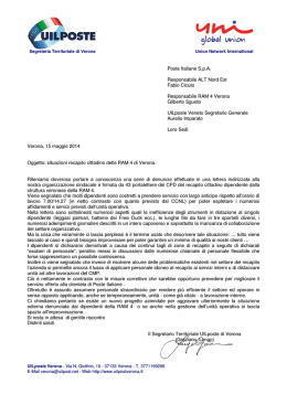 Poste Italiane S.p.A. Responsabile ALT Nord Est