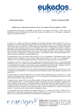 Comunicato stampa Firenze, 31 gennaio 2014