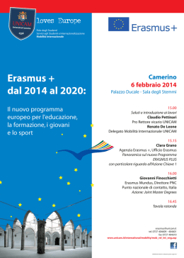 Erasmus + dal 2014 al 2020: il nuovo programma Europeo per l