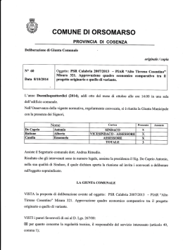 delibera di giunta comunale n &deg; 60 del 08/10/2014