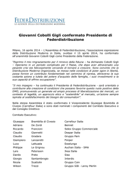 Federdistribuzione_Cobolli Gigli confermato Presidente