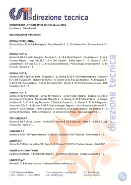 1 COMUNICATO UFFICIALE N&deg; 20 DEL 5 Febbraio