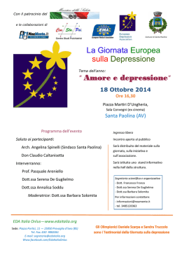 La Giornata Europea sulla Depressione " Amore e