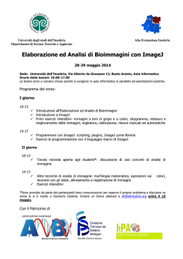 Elaborazione ed Analisi di Bioimmagini con ImageJ
