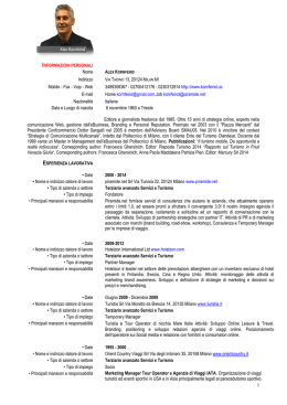 1 INFORMAZIONI PERSONALI Nome Indirizzo VIA TADINO 13