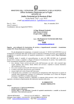 Nota n. 3914 del 16/9/2014 - Ambito Territoriale per la provincia di Bari