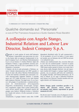 A colloquio con Angelo Stango, Industrial Relation and Labour Law
