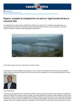 Rogeno: progetto di collegamento sul web tra i laghi