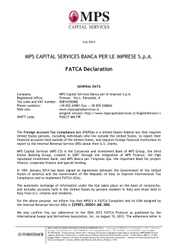 FATCA Declaration MPS CS - MPS Capital Services Banca per le