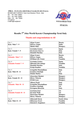 ITALIA Results 7 Jska World Karate Championship Terni Italy