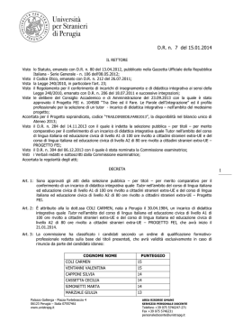 1 D.R. n. 7 del 15.01.2014 - Universit&agrave; per Stranieri di Perugia