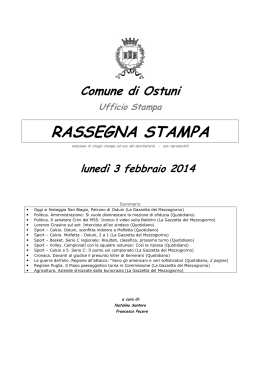 RASSEGNA STAMPA - Comune di Ostuni