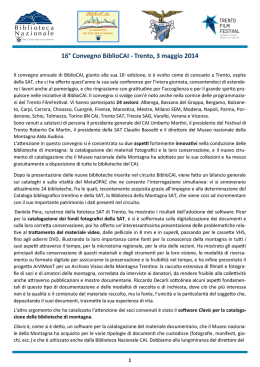 16&deg; Convegno BiblioCAI - Trento, 3 maggio 2014