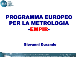 PROGRAMMA EUROPEO PER LA METROLOGIA -EMPIR-