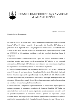 Lettera del Presidente - Ordine Avvocati Ariano Irpino